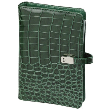 1111-09 Refillable Personal Planner Organizer Croco Forest Green